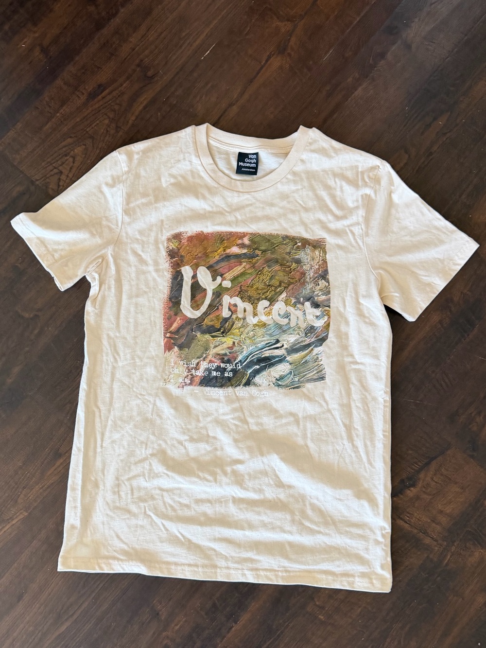 Van Gogg Cream Short-Sleeve Tee with Multicolor Paint Square